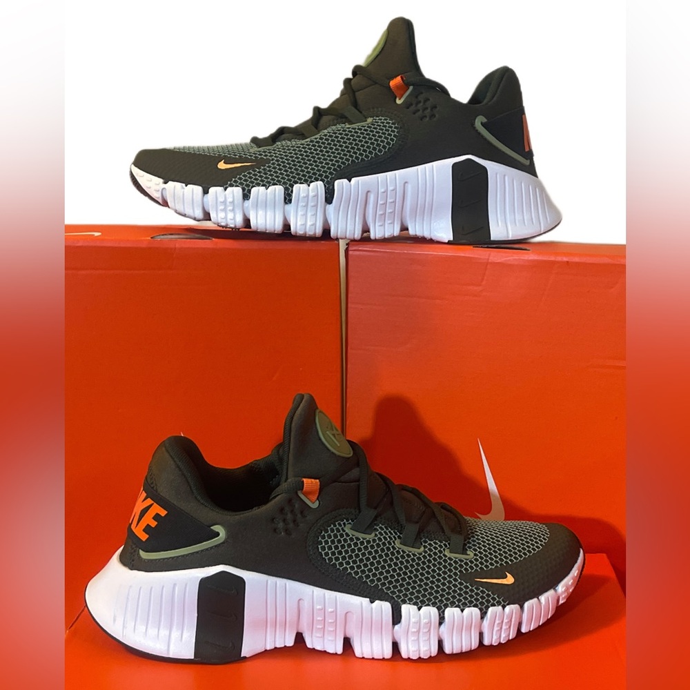 Nike Men's Olive Green Black and Orange Athletic Shoes